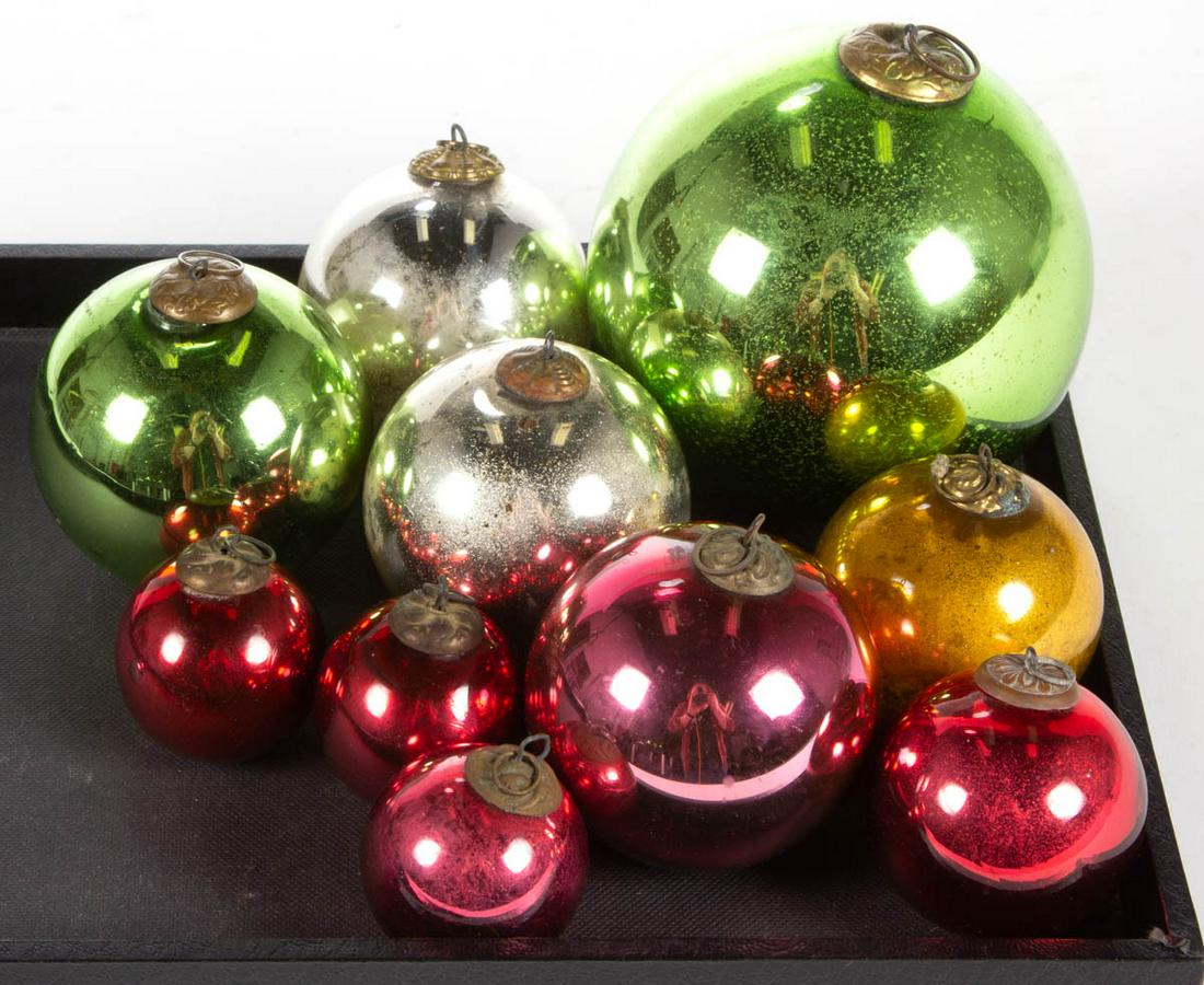 ANTIQUE GERMAN KUGEL GLASS CHRISTMAS ORNAMENTS, LOT OF (1 of 1)