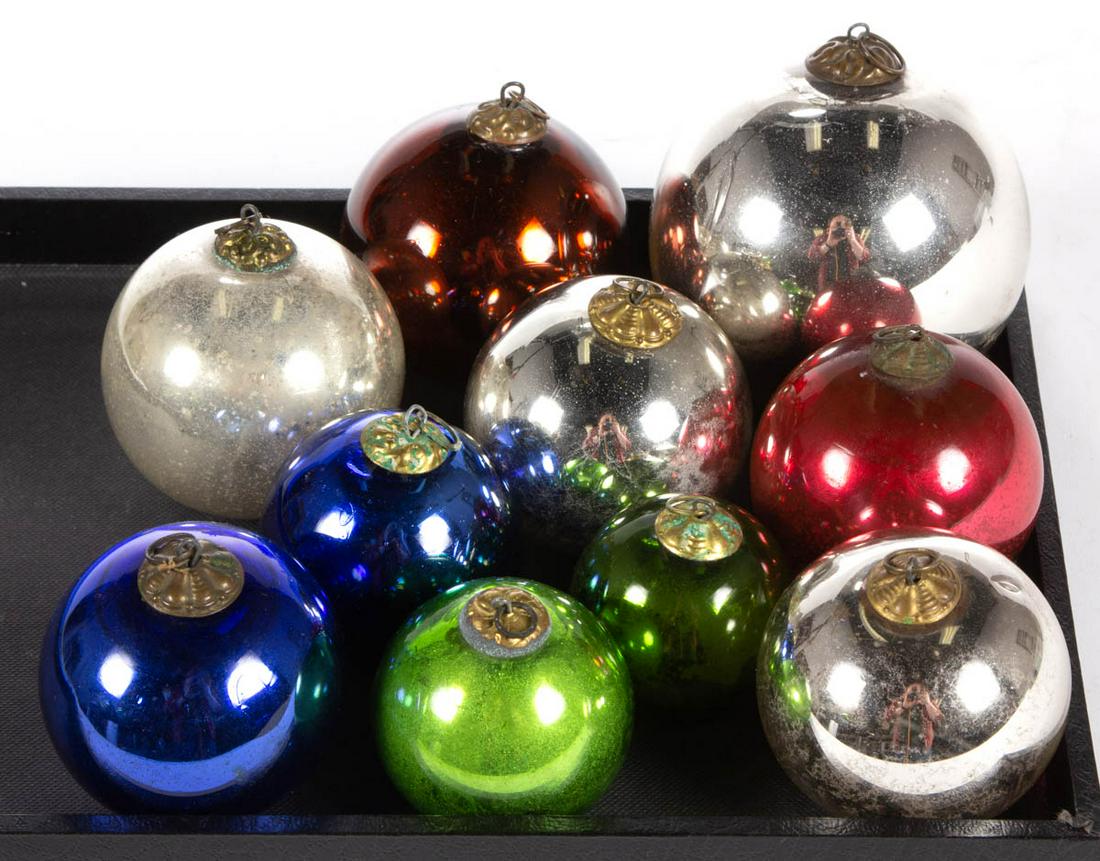 ANTIQUE GERMAN KUGEL GLASS CHRISTMAS ORNAMENTS, LOT OF (1 of 1)