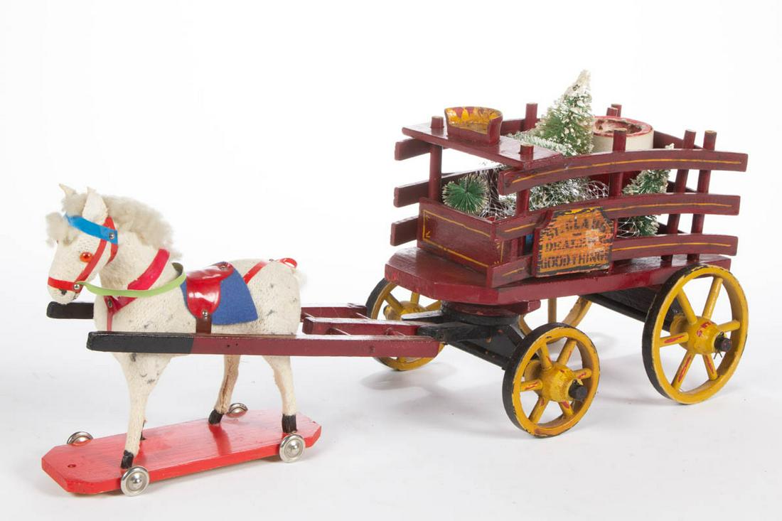 ANTIQUE CHRISTMAS / HOLIDAY ST. CLAUS TOY WAGON / CART (1 of 2)