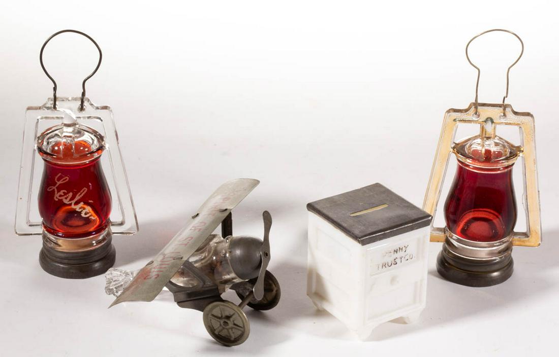 ASSORTED FIGURAL GLASS CANDY CONTAINERS, LOT OF FOUR (1 of 1)