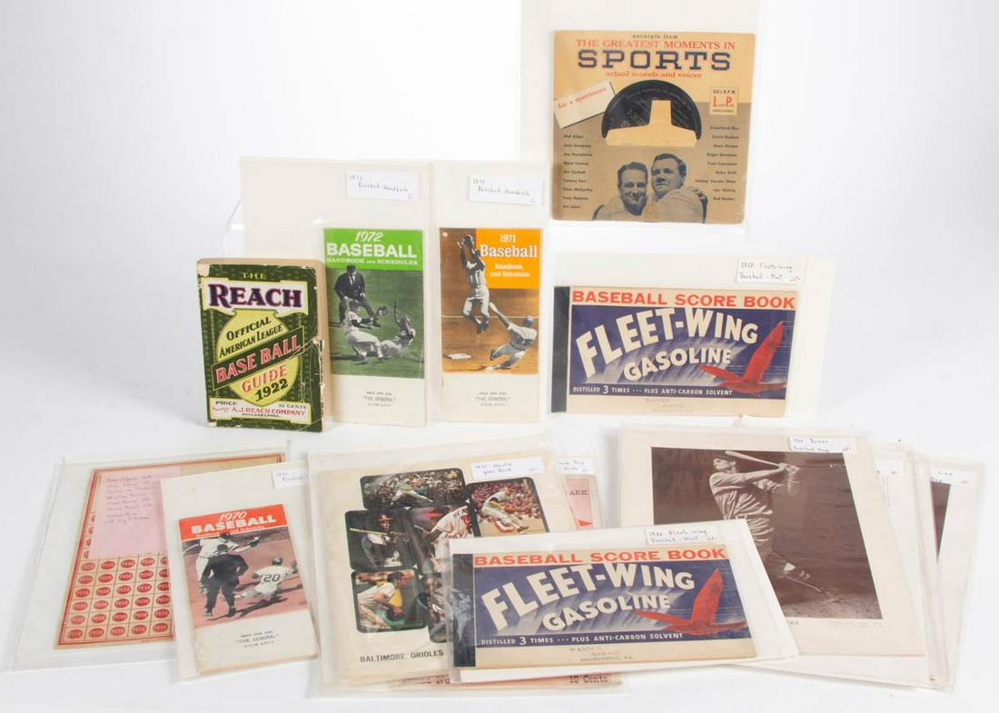 ASSORTED VINTAGE BASEBALL EPHEMERA, LOT OF 18 (1 of 1)