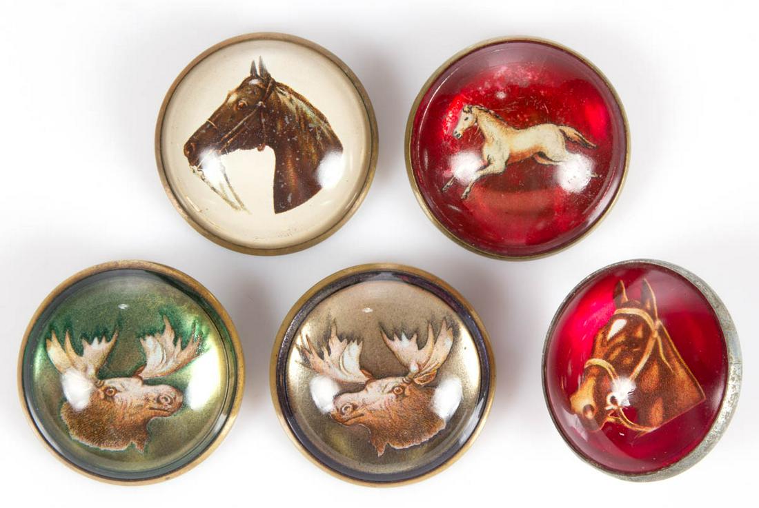 ASSORTED GLASS BRIDLE ROSETTES, LOT OF FIVE (1 of 1)