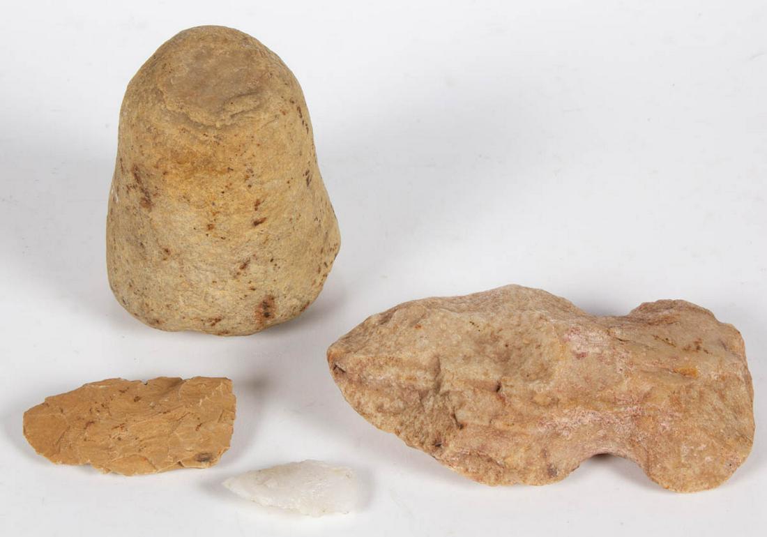NATIVE AMERICAN STONE ARTIFACTS, LOT OF FOUR (1 of 1)