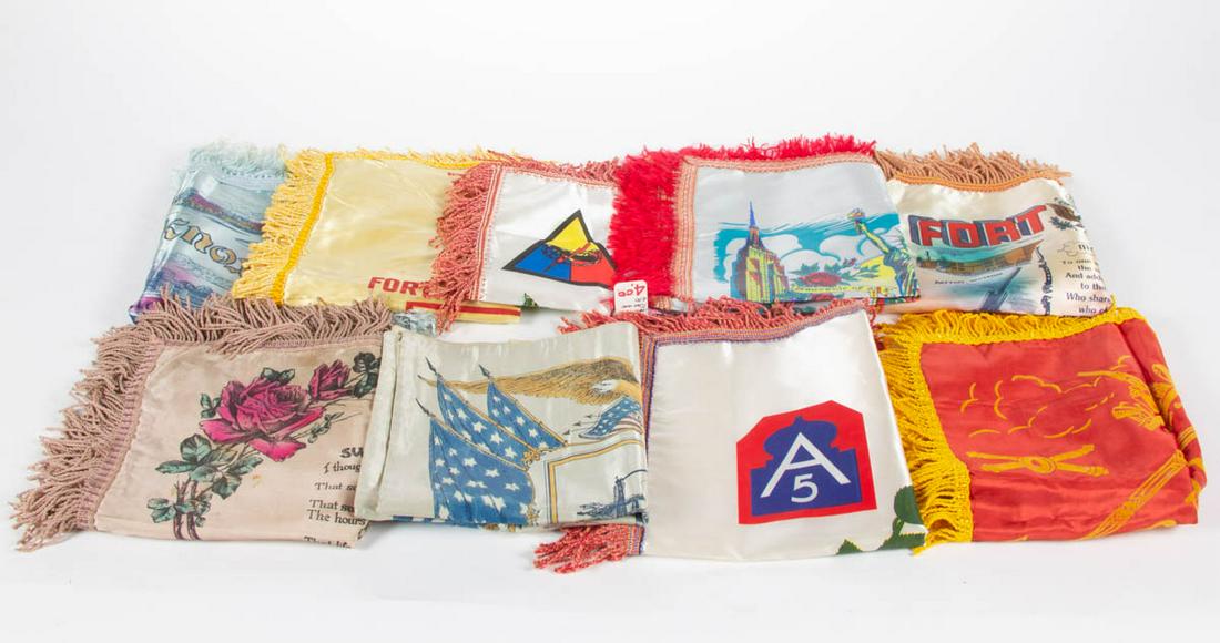 VINTAGE MILITARY AND OTHER SOUVENIR PILLOW CASES, LOT (1 of 4)