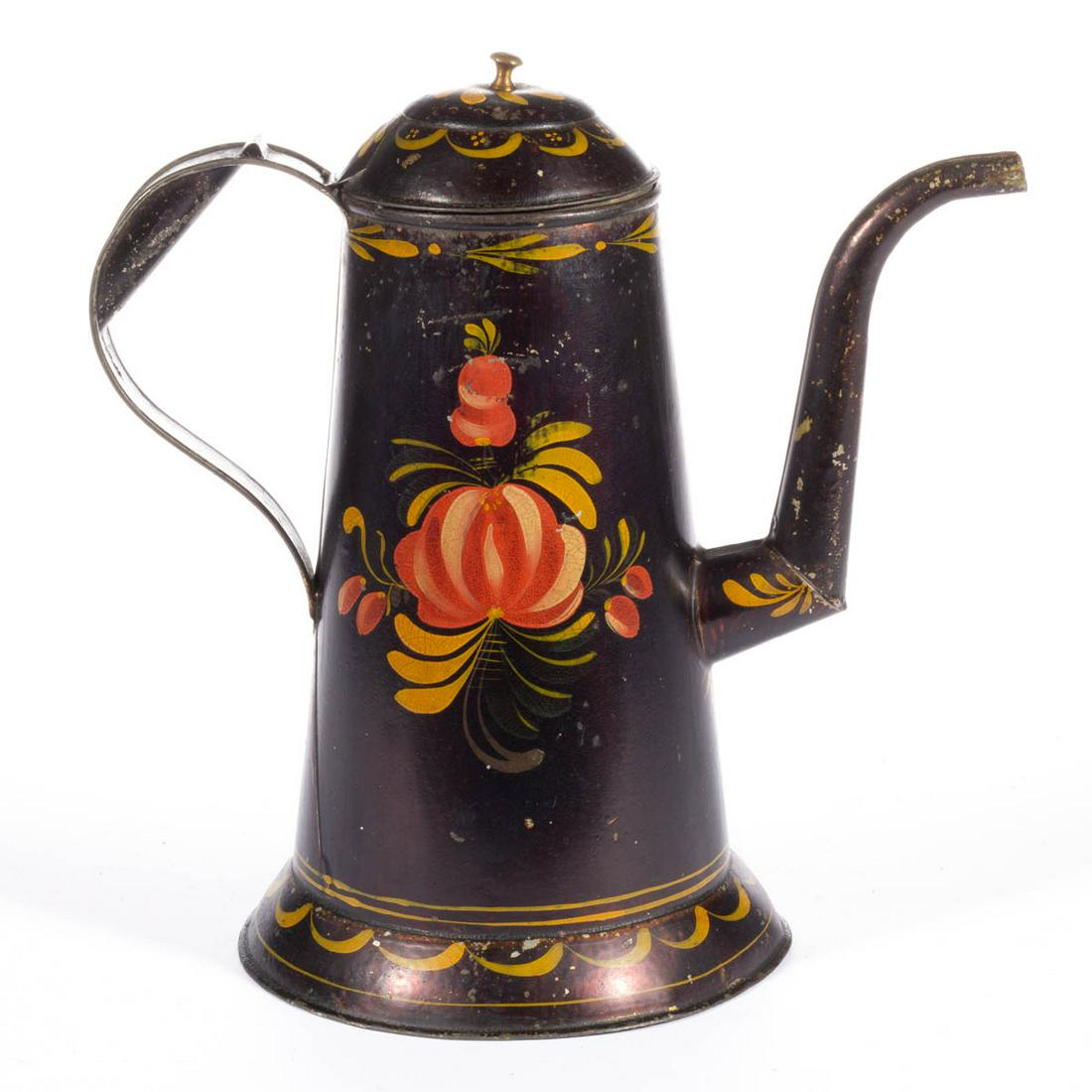 AMERICAN DECORATED TOLEWARE COFFEE POT (1 of 6)