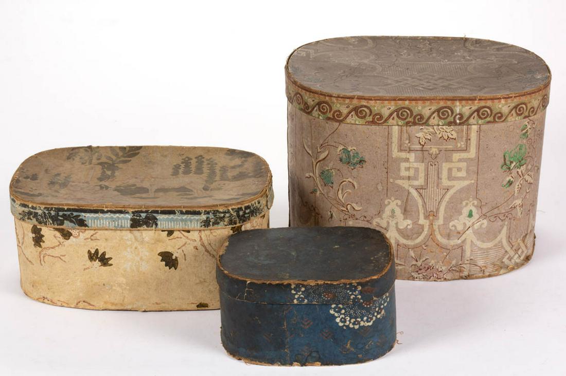 AMERICAN WALLPAPER-COVERED BOXES, LOT OF THREE (1 of 5)