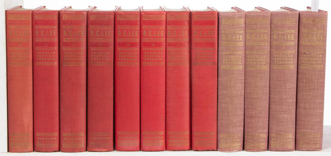 CIVIL WAR CONFEDERATE ROBERT E. LEE BIOGRAPHICAL FOUR: CIVIL WAR CONFEDERATE ROBERT E. LEE BIOGRAPHICAL FOUR VOLUME SET, LOT OF THREE, each written by Douglas Southall Freeman, "R.E. Lee: A Biography", each four volumes, including two 1934-35 first editio