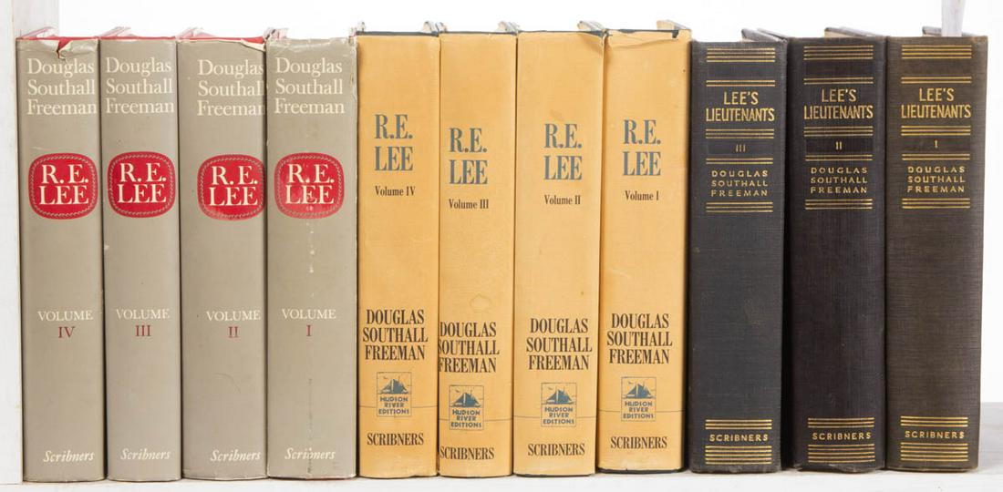 CIVIL WAR CONFEDERATE ROBERT E. LEE HISTORICAL VOLUME: CIVIL WAR CONFEDERATE ROBERT E. LEE HISTORICAL VOLUME SETS, LOT OF THREE, each written by Douglas Southall Freeman, comprising two sets of "R.E. Lee: A Biography", including one 1934-35 edition and on