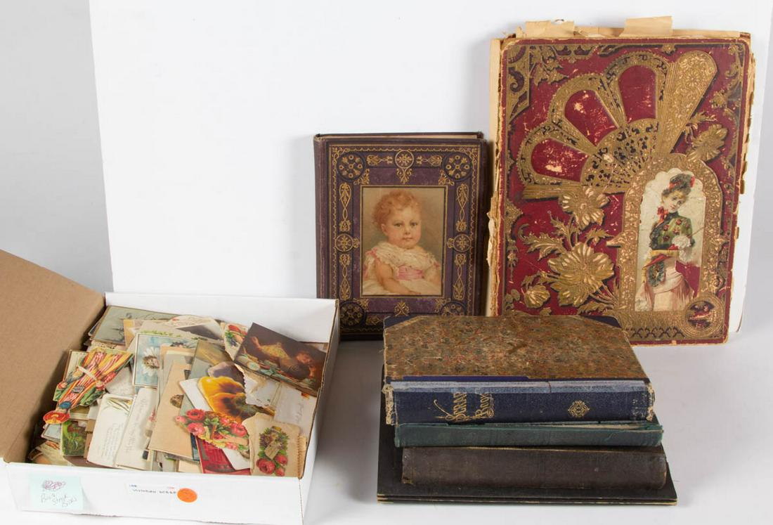 VICTORIAN CARDS AND SCRAP BOOKS, UNCOUNTED LOT (1 of 4)