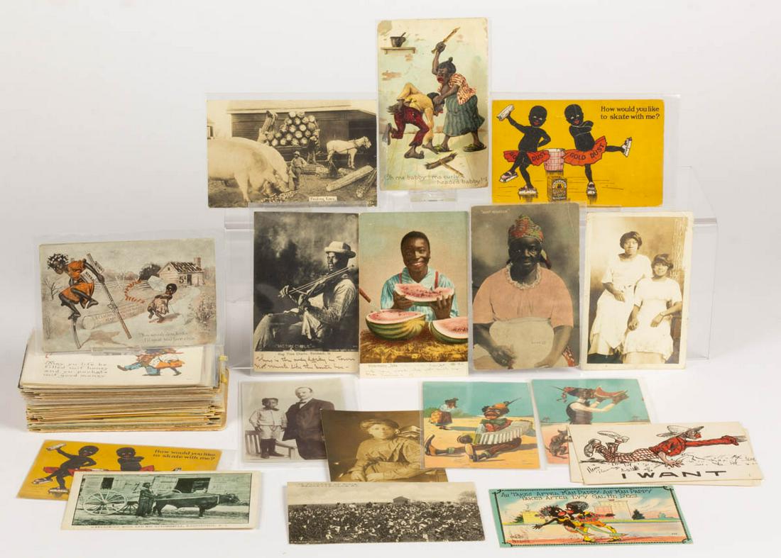 BLACK AMERICANA AND RELATED POST CARDS, LOT OF 121 +/- (1 of 1)