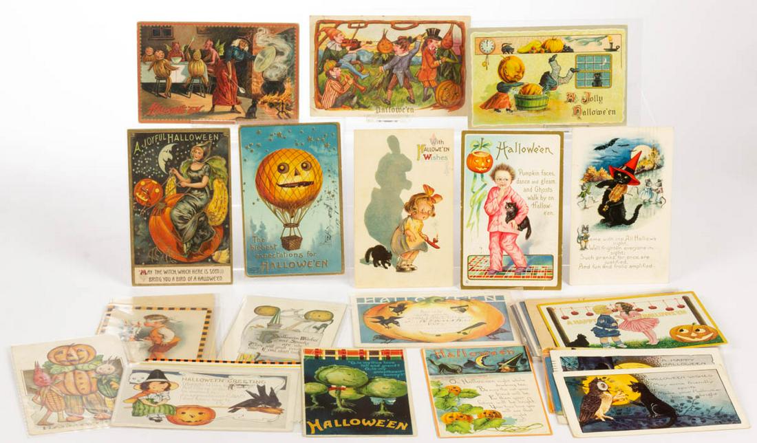 ASSORTED HALLOWEEN GREETING POST CARDS, LOT OF 37 (1 of 1)
