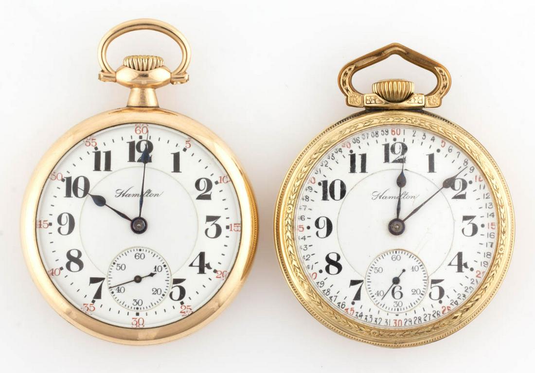 HAMILTON 21-JEWEL GRADE 992 MODEL 2 POCKET WATCHES, LOT (1 of 3)
