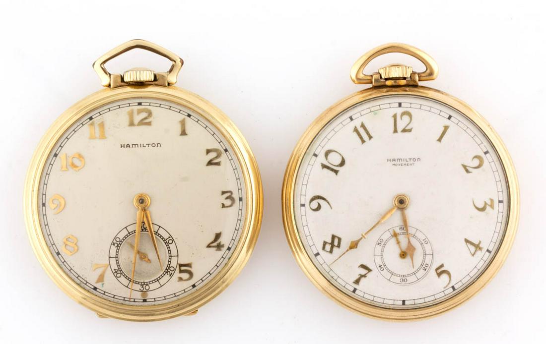 HAMILTON 21- AND 23-JEWEL POCKET WATCHES, LOT OF TWO (1 of 3)