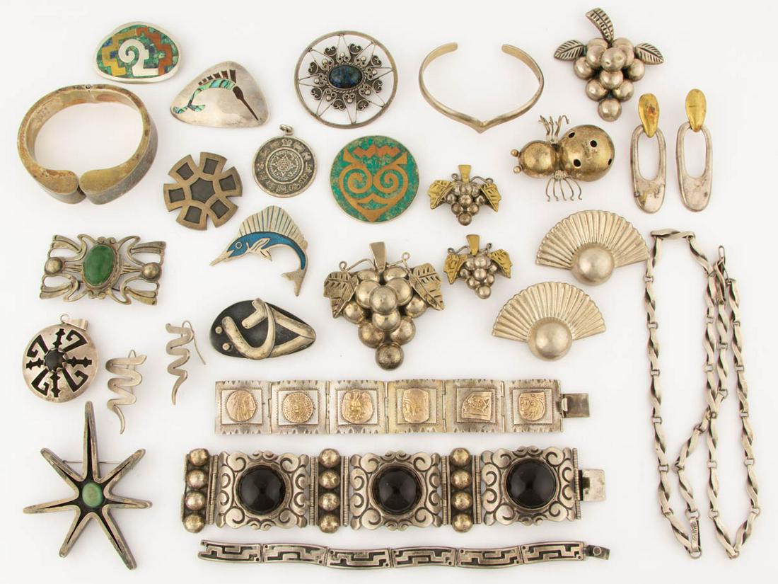 MEXICAN STERLING AND OTHER SILVER JEWELRY, LOT OF 28 (1 of 1)