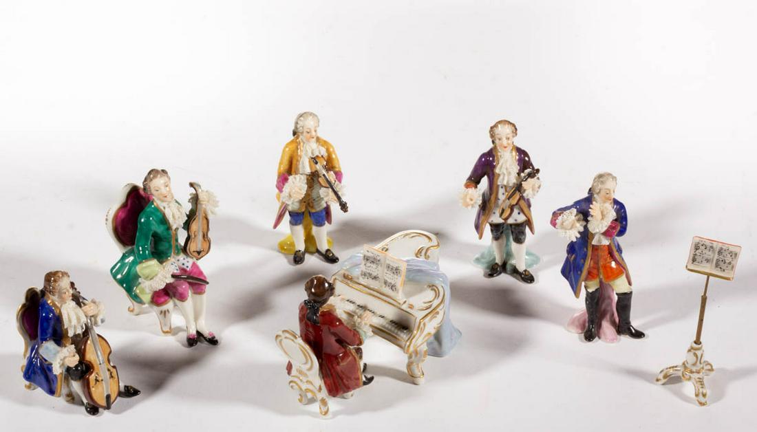GERMAN PORCELAIN ORCHESTRAL FIGURES, LOT OF EIGHT (1 of 1)