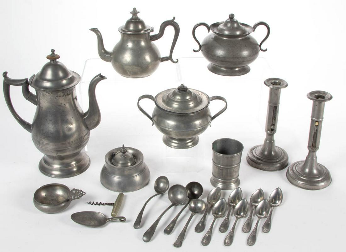 AMERICAN AND OTHER PEWTER ARTICLES, LOT OF 22 (1 of 1)