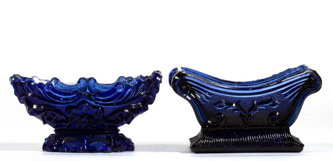 ASSORTED PRESSED LACY GLASS OPEN SALTS, LOT OF TWO (1 of 1)