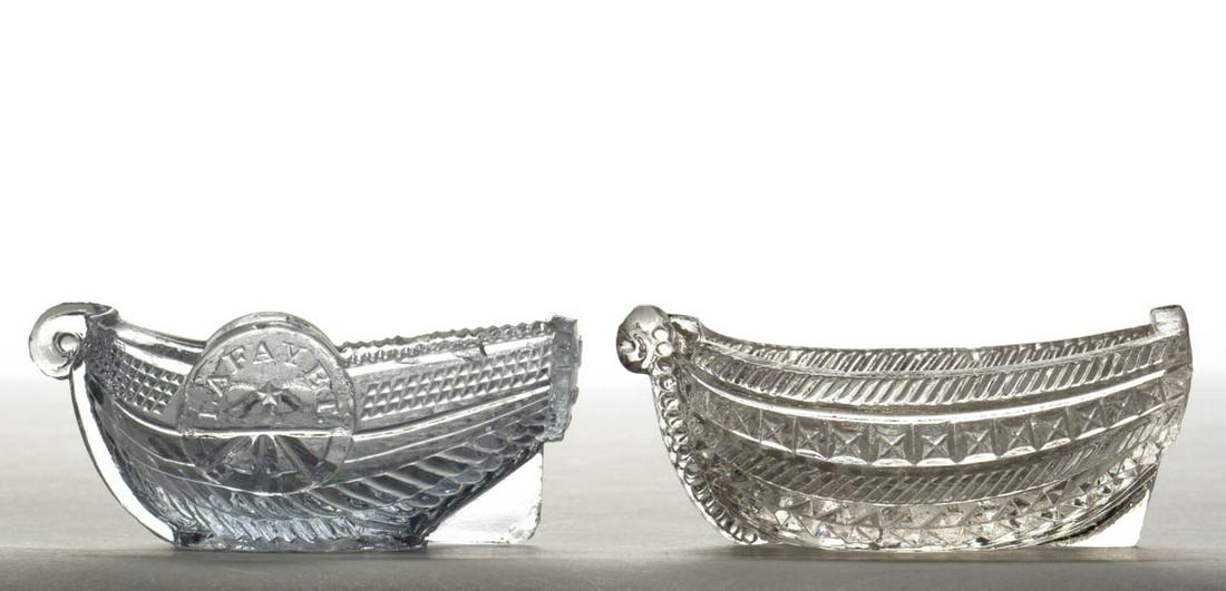 ASSORTED PRESSED BOAT FORM LACY OPEN SALTS, LOT OF TWO (1 of 1)