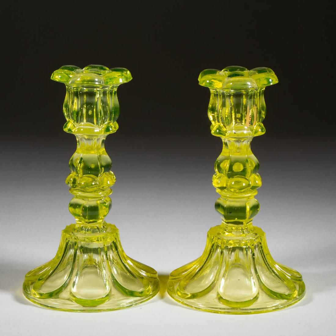 PRESSED PETAL AND LOOP PAIR OF CANDLESTICKS (1 of 1)