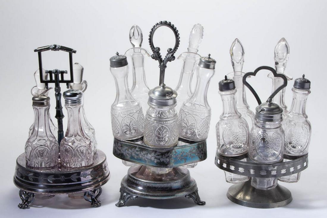 ASSORTED FLINT EAPG FIVE-BOTTLE CASTER SETS, LOT OF (1 of 1)