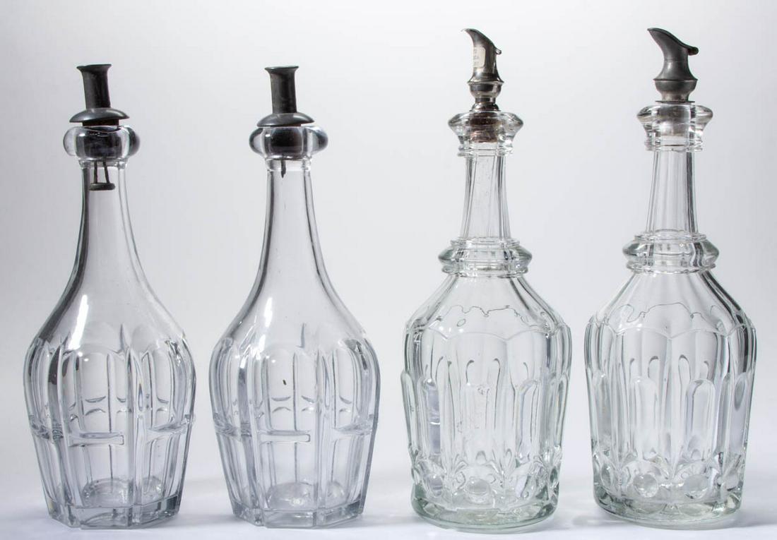 ASSORTED FLINT EAPG QUART DECANTERS, LOT OF FOUR (1 of 1)