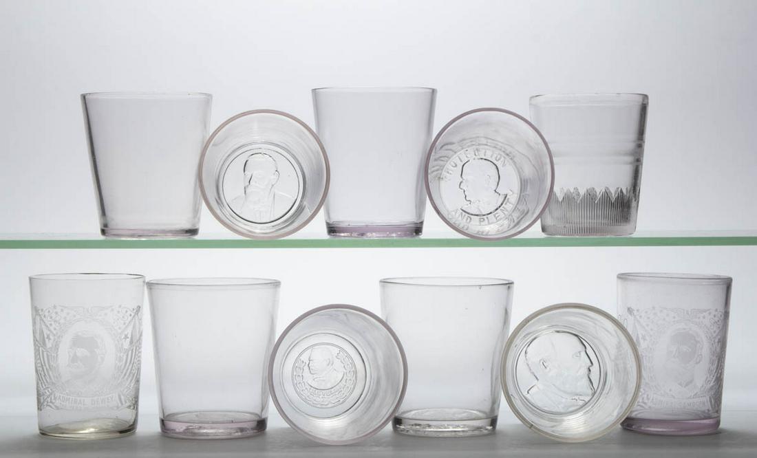ASSORTED PRESSED HISTORICAL GLASS TUMBLERS, LOT OF 11 (1 of 1)
