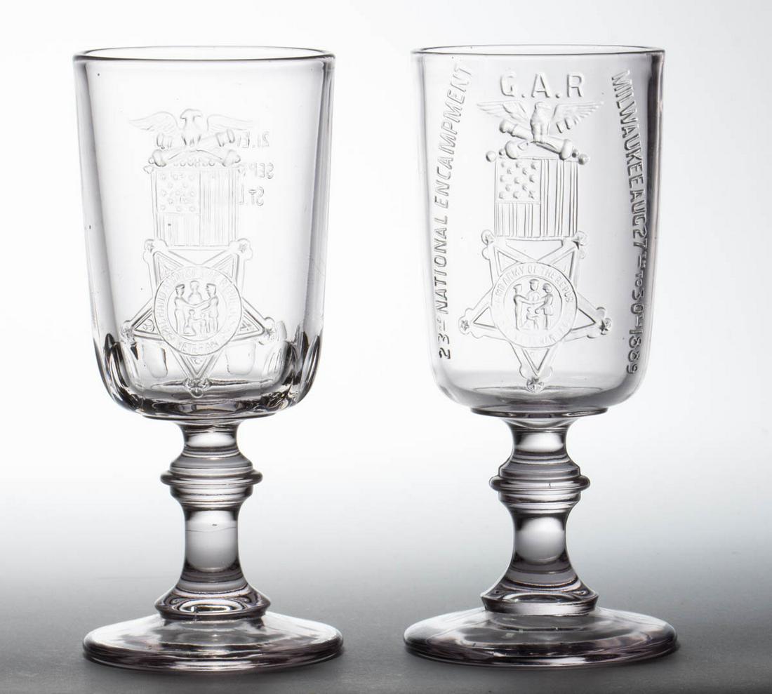 PRESSED "G.A.R." HISTORICAL GLASS ALE GLASSES, LOT OF (1 of 1)