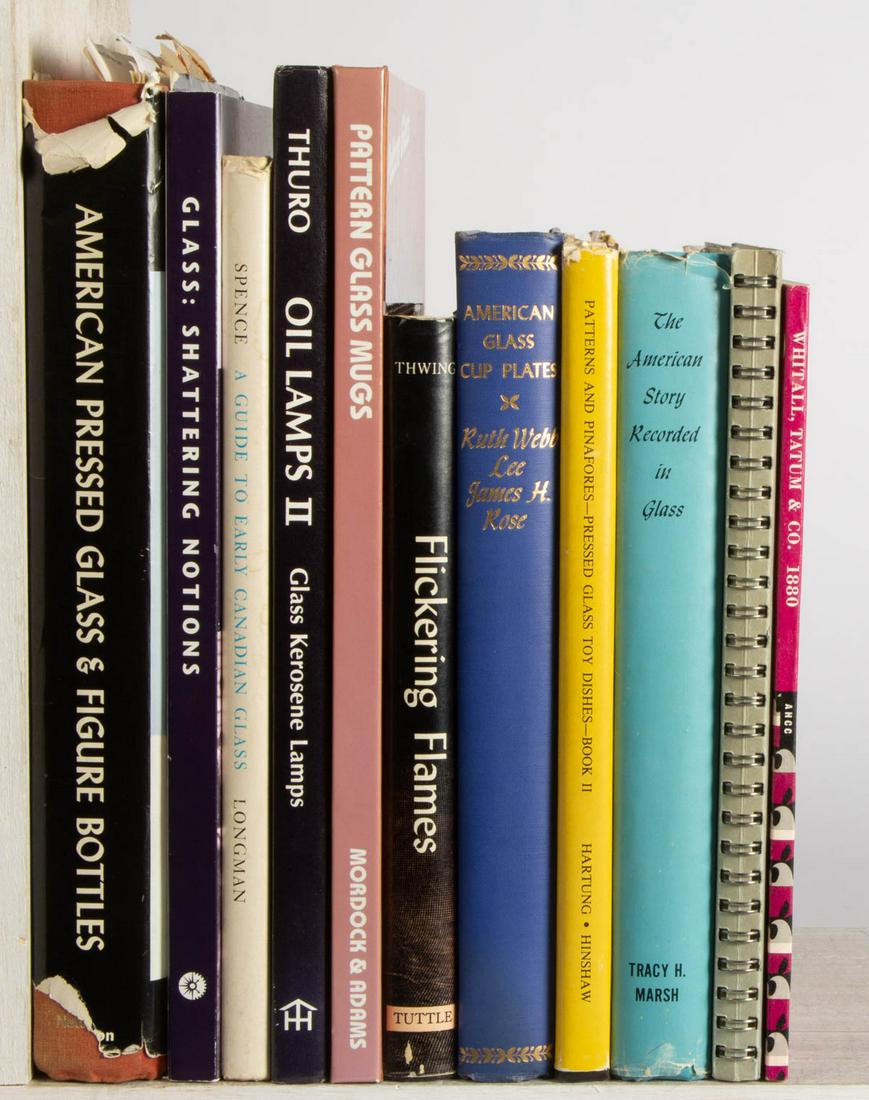 ASSORTED EAPG REFERENCE VOLUMES, LOT OF 11: ASSORTED EAPG REFERENCE VOLUMES, LOT OF 11, including a Thuro, "Oil Lamps II"; Marsh, "The American Story Recorded in Glass"; Stuart, "Bread Plates and Platters"; Mordock/Adams, "Pattern Glass Mugs"; 
