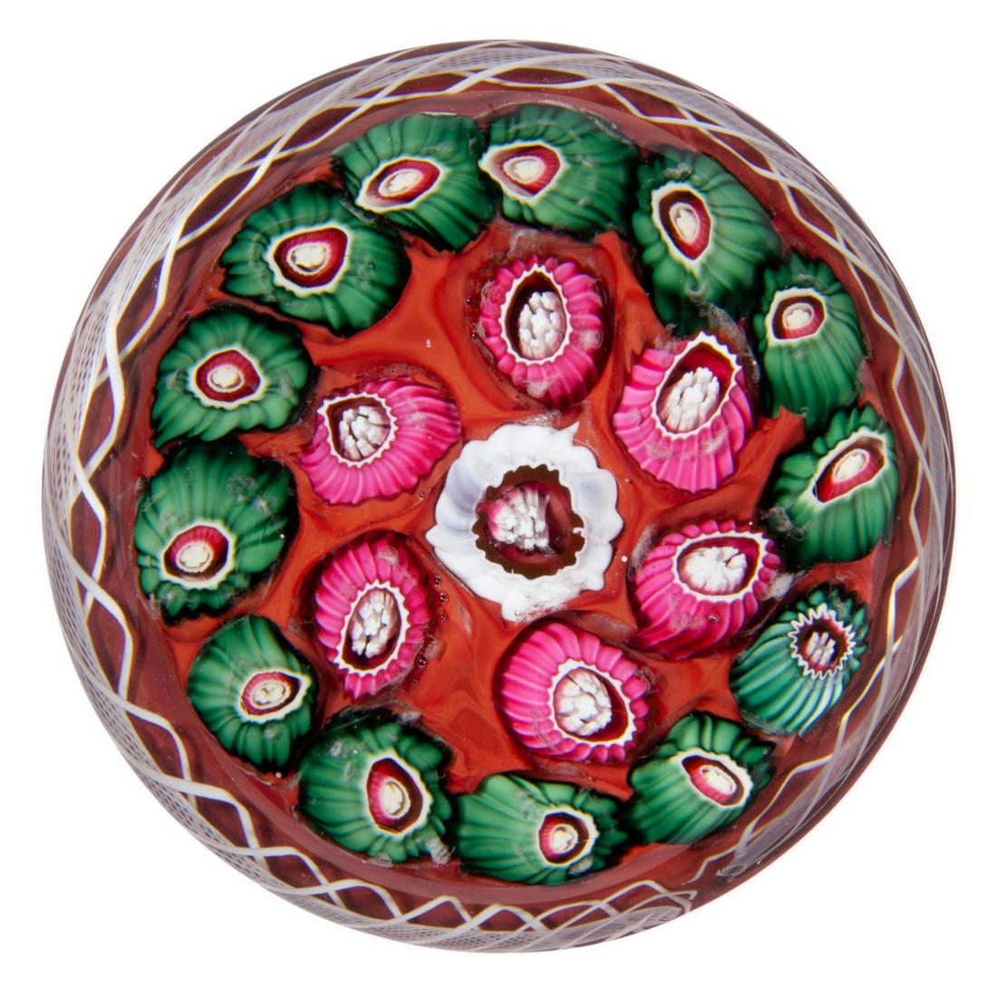 ANTIQUE VAL ST. LAMBERT CONCENTRIC MILLEFIORI ART GLASS (1 of 2)