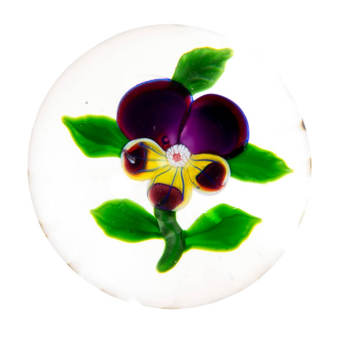 ANTIQUE BACCARAT PANSY LAMPWORK ART GLASS MINIATURE (1 of 2)