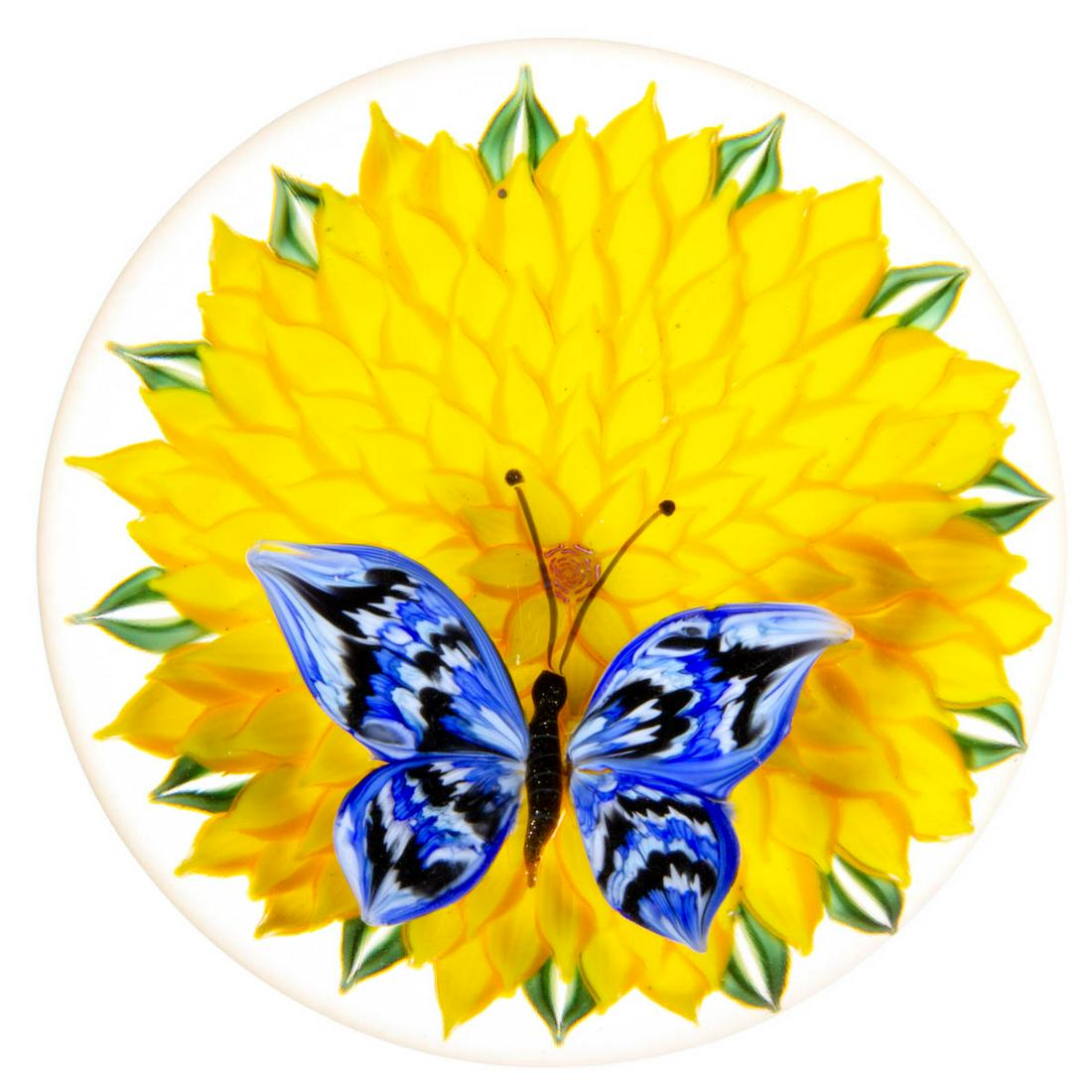 RICHARD LOESEL (FRENCH, XX/XXI) BUTTERFLY AND DAHLIA (1 of 2)