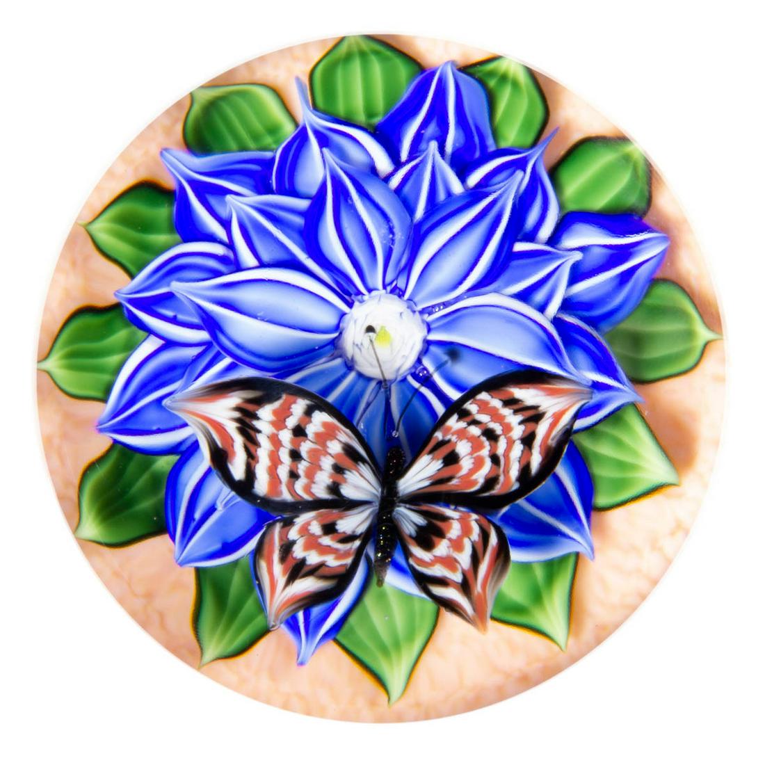 RICHARD LOESEL (FRENCH, XX/XXI) BUTTERFLY AND DAHLIA (1 of 2)