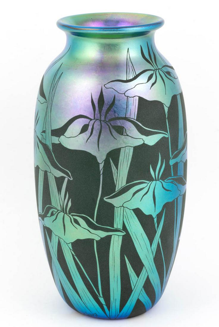 DAN SCHURA (AMERICAN, XX/XXI) ETCHED IRIDESCENT STUDIO (1 of 4)