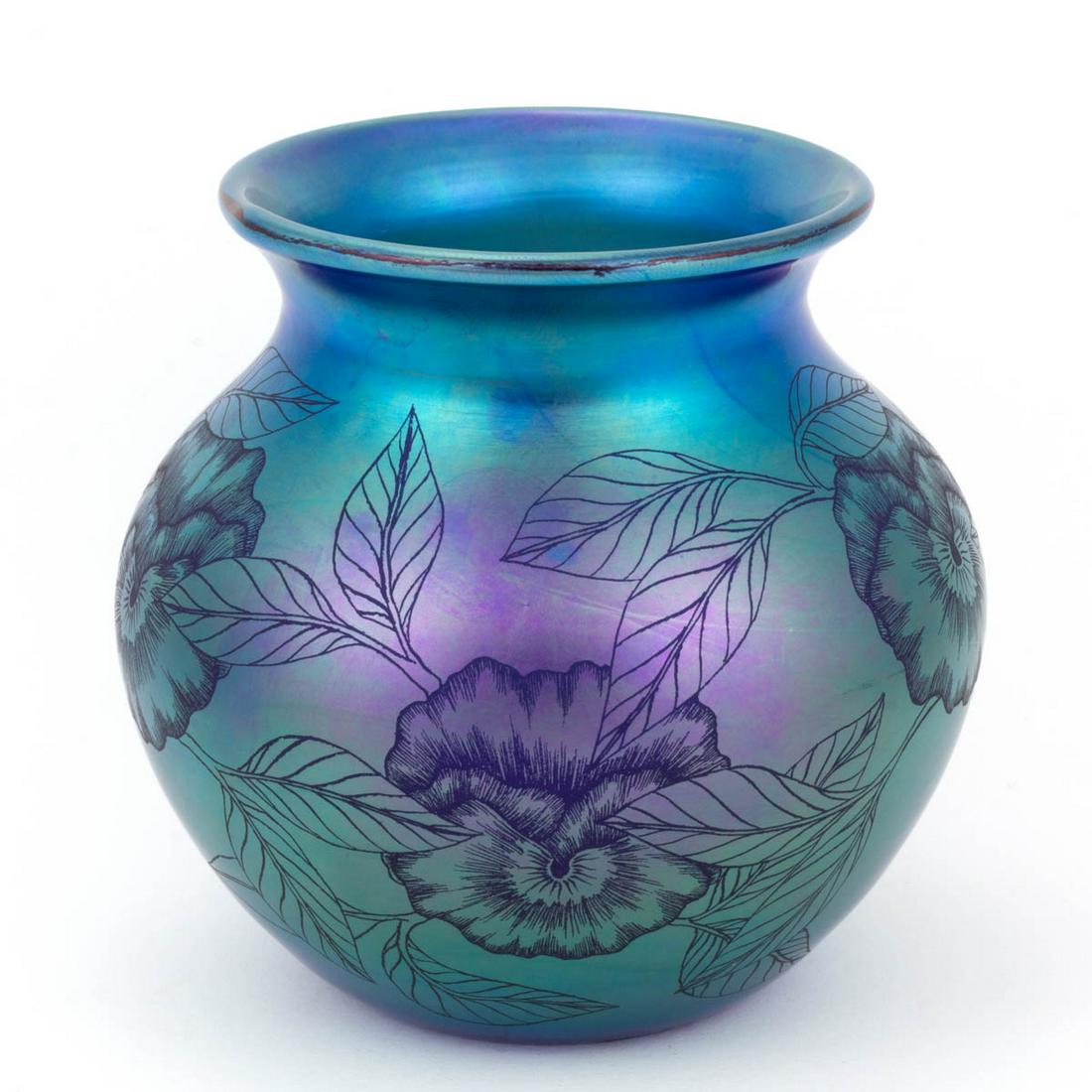 DAN SCHURA (AMERICAN, XX/XXI) ETCHED IRIDESCENT STUDIO (1 of 4)