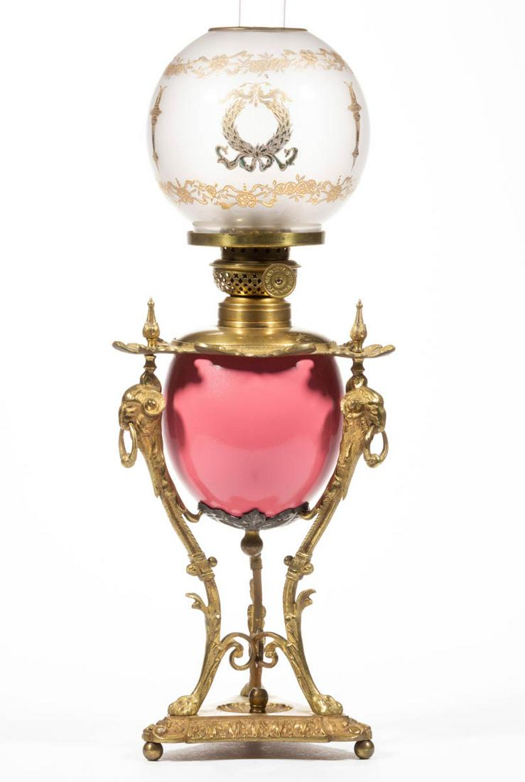 VICTORIAN CAST-BRASS AND METAL FIGURAL JUNIOR VASE LAMP (1 of 2)