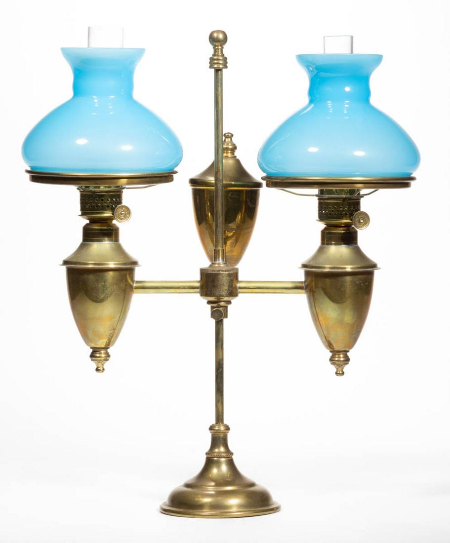 BRASS DOUBLE-ARM ADJUSTABLE MINIATURE STUDENT LAMP (1 of 1)