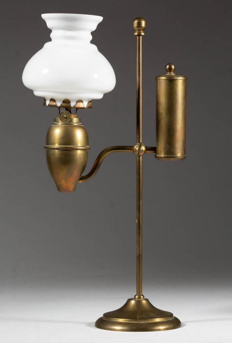 BRASS SINGLE-ARM ADJUSTABLE MINIATURE STUDENT LAMP (1 of 1)