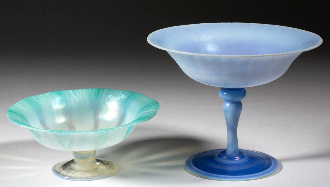 TIFFANY STUDIOS PASTEL ART GLASS ARTICLES, LOT OF TWO (1 of 3)