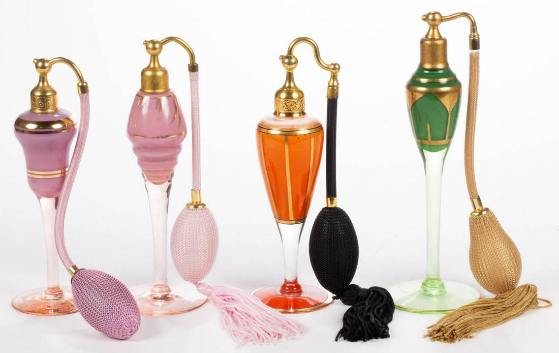 DEVILBISS ATTRIBUTED GILT DECORATED GLASS ATOMIZERS, (1 of 1)