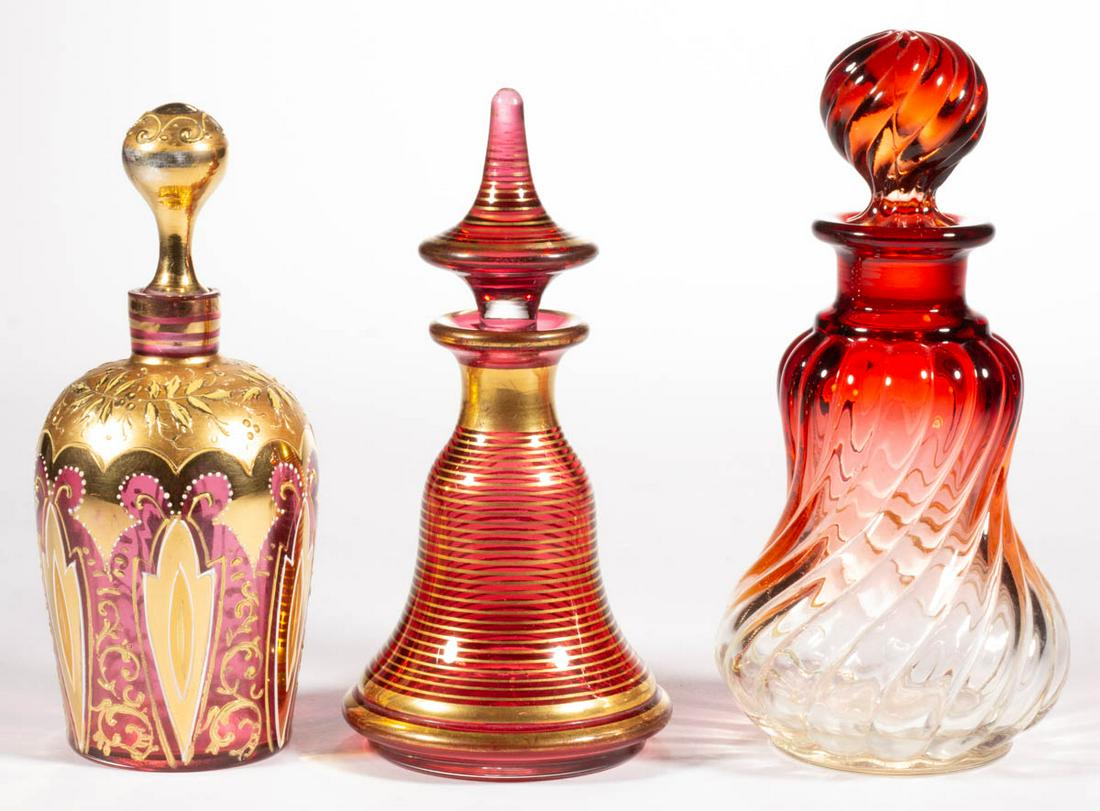 ASSORTED GLASS PERFUME BOTTLES, LOT OF THREE (1 of 1)