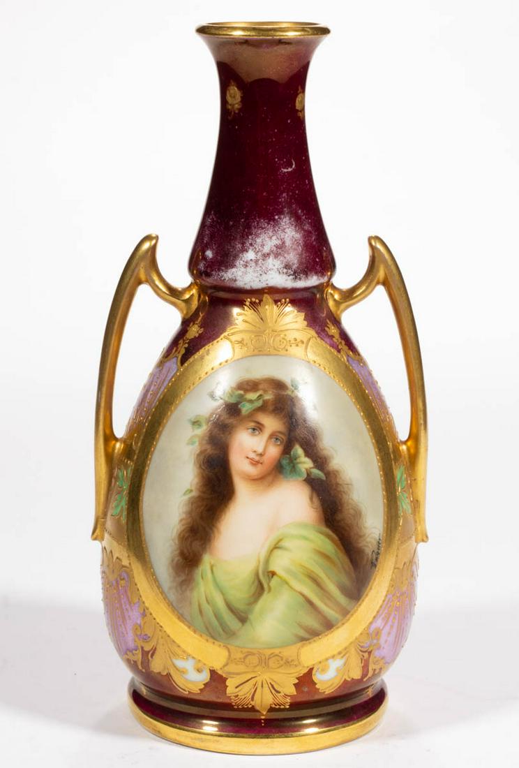 AUSTRIAN ROYAL VIENNA HAND-PAINTED PORCELAIN CABINET (1 of 5)