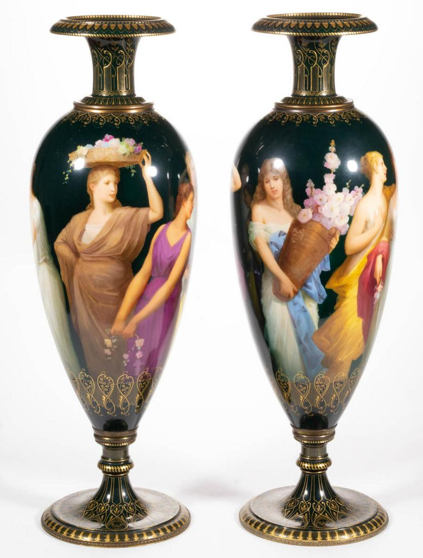 AUSTRIAN ROYAL VIENNA HAND-PAINTED PORCELAIN PAIR OF (1 of 6)