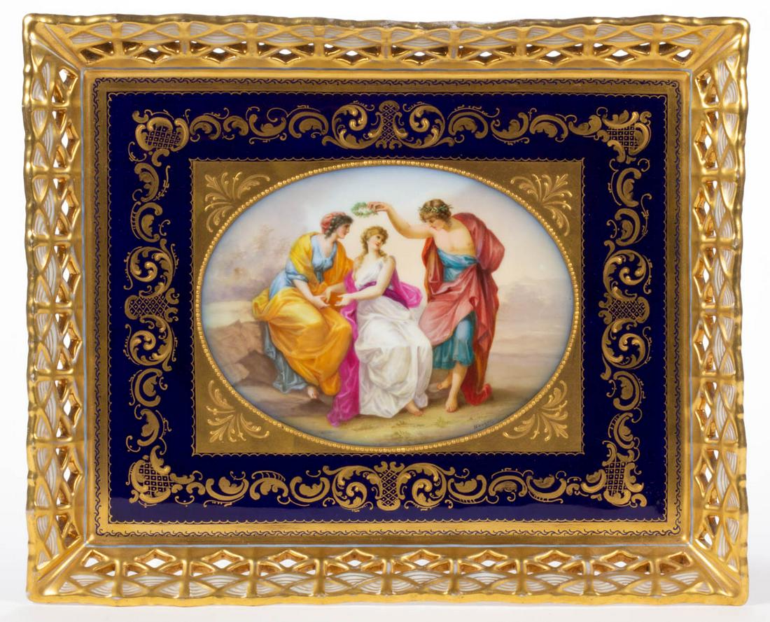 AUSTRIAN ROYAL VIENNA HAND-PAINTED PORCELAIN TRAY (1 of 3)