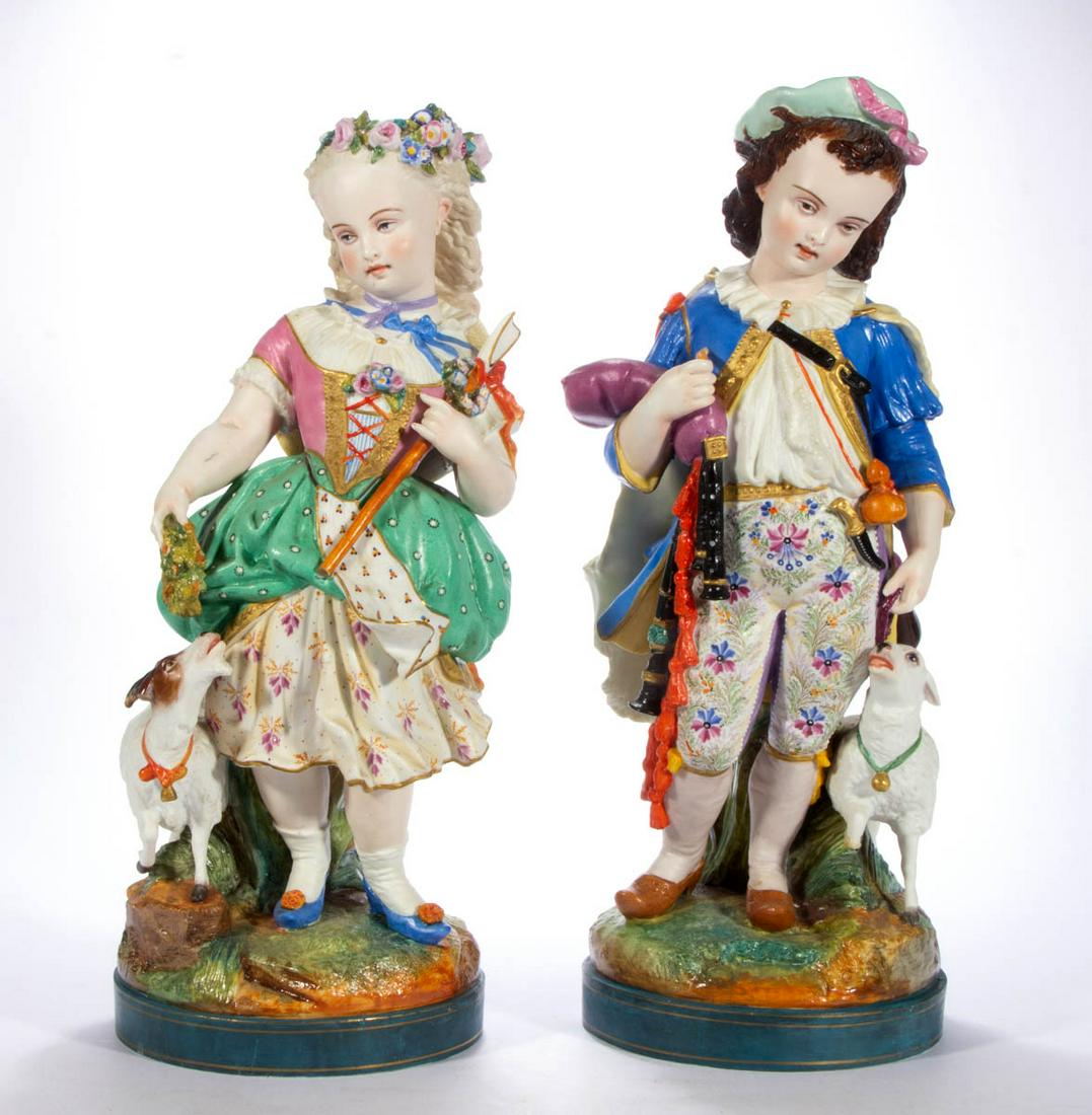 FRENCH LETU & MAUGER BISQUE PORCELAIN FIGURAL PAIR (1 of 5)