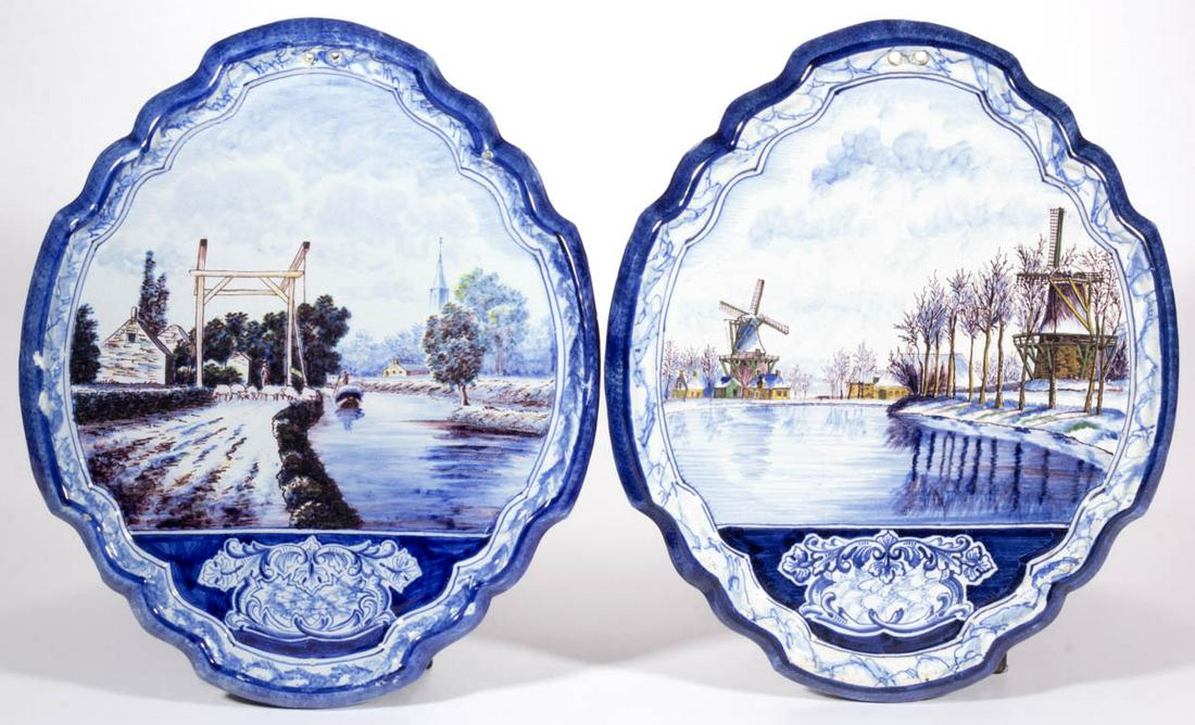 DUTCH DELFT TIN-GLAZED EARTHENWARE PLAQUES, LOT OF TWO (1 of 5)