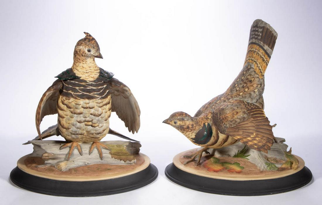 AMERICAN BOEHM RUFFED GROUSE BISQUE PORCELAIN PAIR OF (1 of 3)