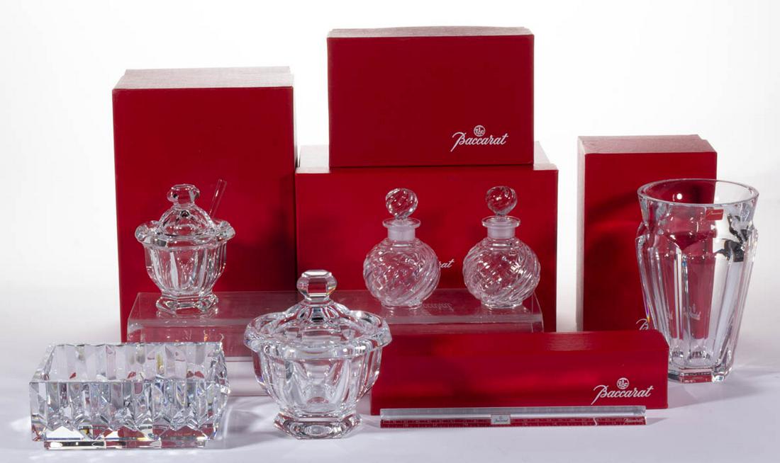 BACCARAT CRYSTAL ART GLASS ARTICLES, LOT OF SEVEN (1 of 2)