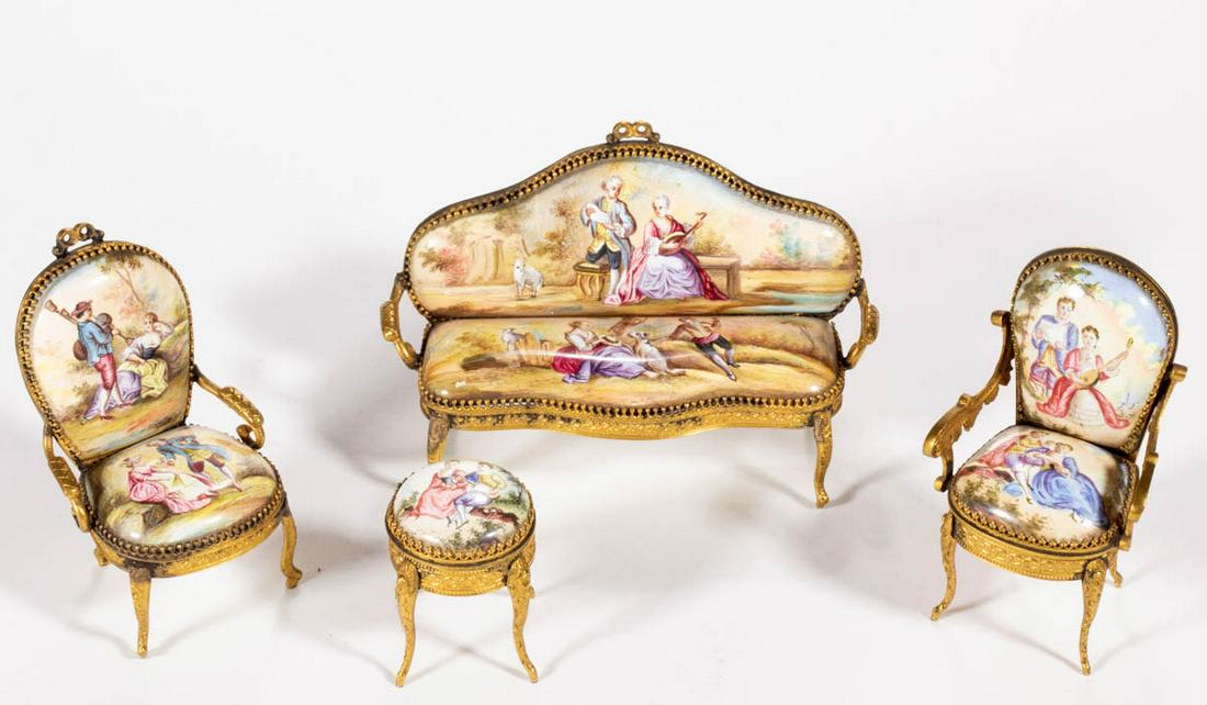 VIENNESE GILT-METAL AND ENAMEL MINIATURE PARLOR (1 of 2)