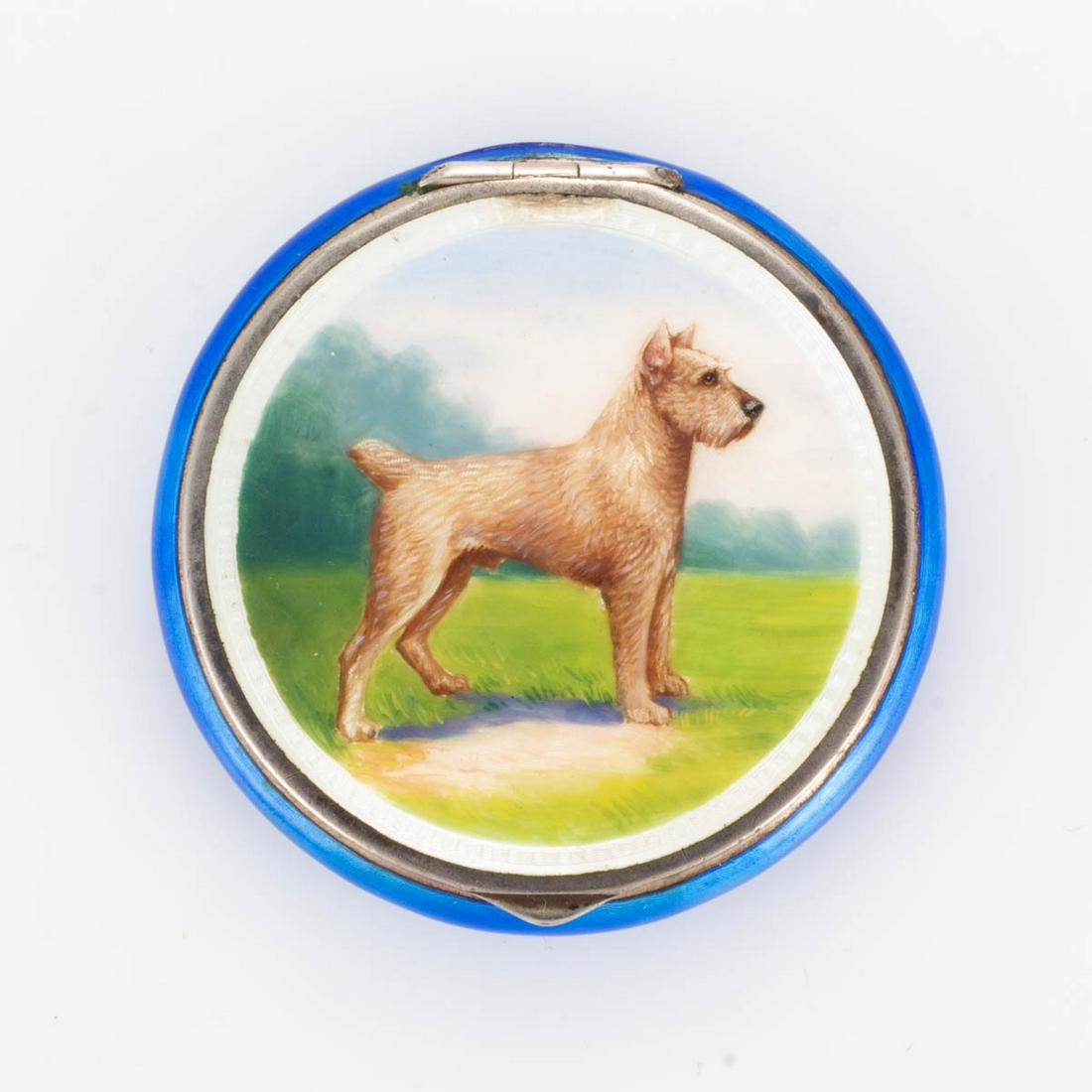 GERMAN GUILLOCHE ENAMELED STERLING SILVER COMPACT (1 of 3)