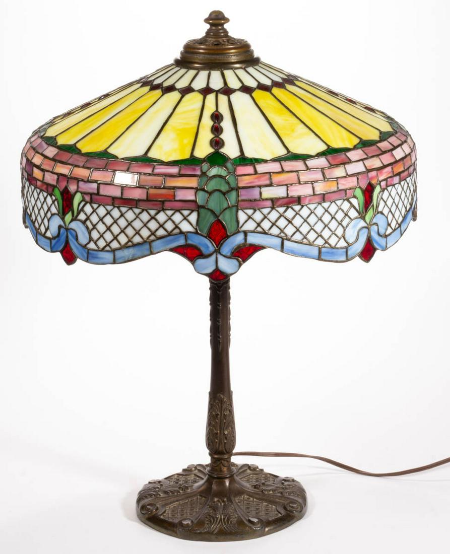 WILKINSON ATTRIBUTED FLORAL AND LATTICE LEADED GLASS (1 of 6)